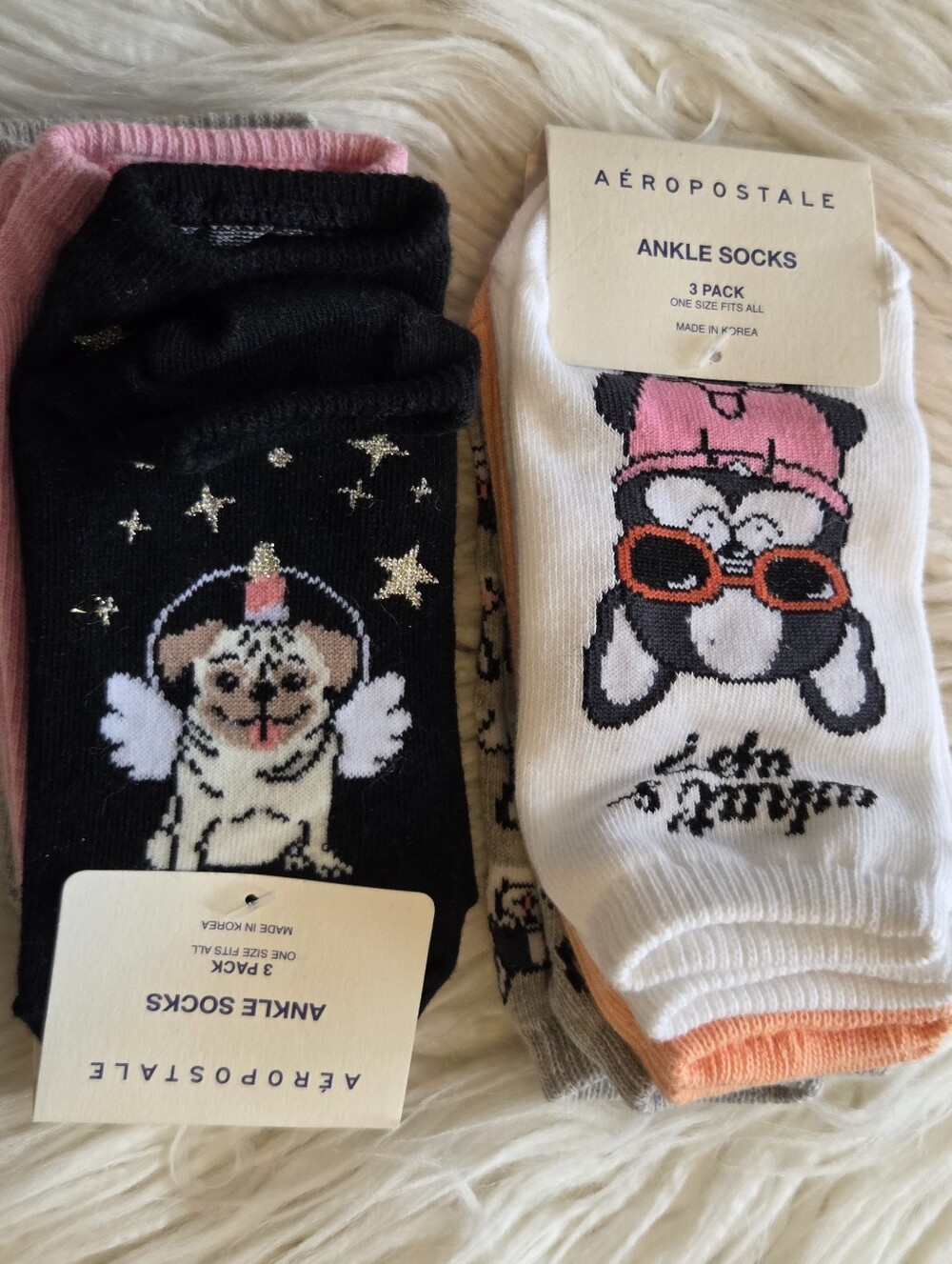 Aéropostale 3-Pack Ankle Sock Bundle - Black, White, Pink